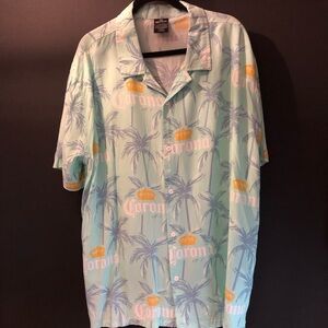 Corona Men's Tropical Print Shirt - Green and Blue Size XL